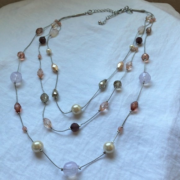 Lia Sophia- 3 tier bronze/clear/cream/chocolate colored beads- Necklace - Picture 7 of 7